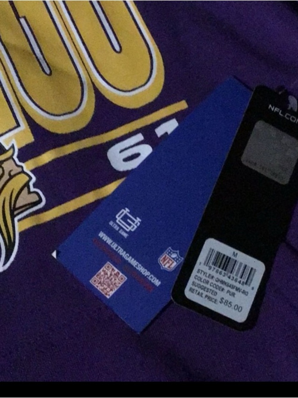 Minnesota Vikings Hoodie NWT Football Gameday Skol Men’s Medium Purple Gold NFL - Picture 5 of 5